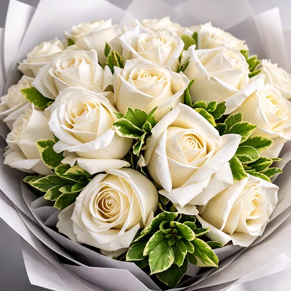 Ванильное небо – букет из белых роз